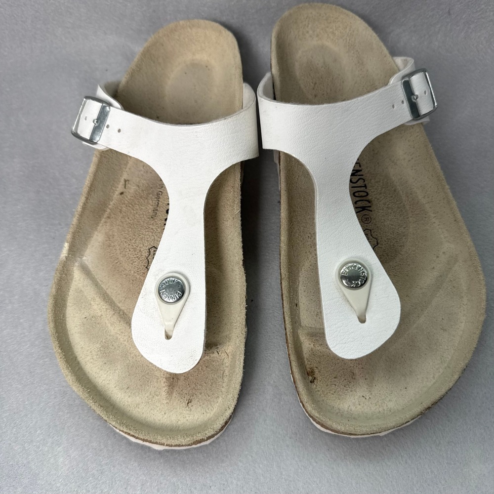 Birkenstock Gizeh White Birko-Flor Thong Sandals Womens 38 L7 M5